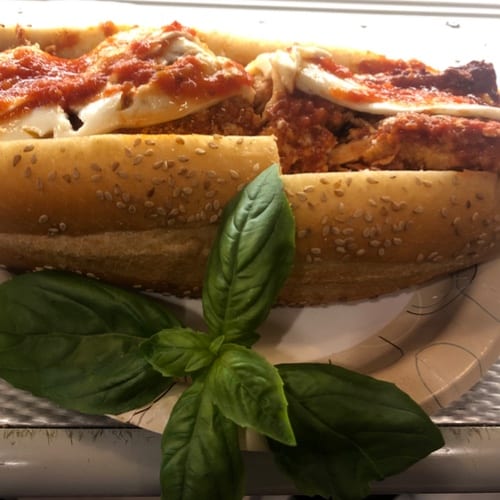 Chicken Cutlet Parmigiana Hero.