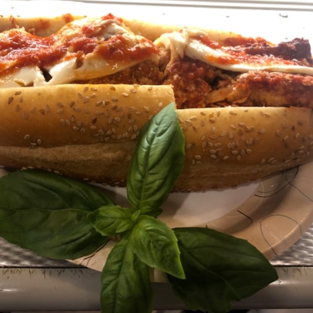 Chicken Cutlet Parmigiana Hero.